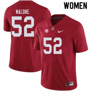 NCAA Women's Alabama Crimson Tide #52 Preston Malone Stitched College 2019 Nike Authentic Crimson Football Jersey CD17L16DR